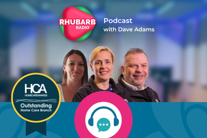 Talking live in care, adult day care, and our anniversary on Rhubarb Radio Podcast